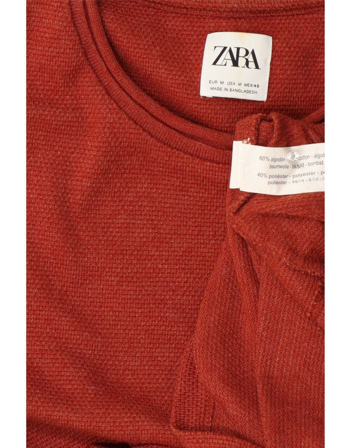 Zara Pull Col Rond Homme Rouge Moyen Coton
