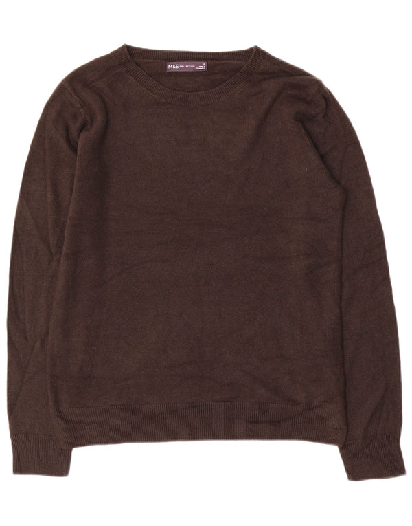Marks & Spencer Pull col bateau pour femme UK 10 Petit Acrylique Marron
