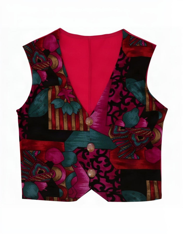 gilet femme vintage UK 10 Petit patchwork multicolore