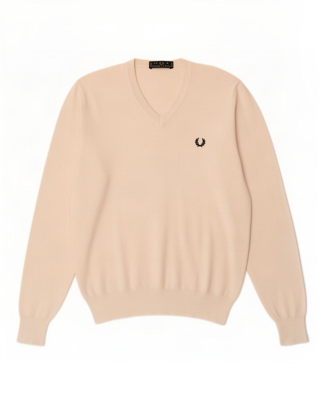 Fred Perry Pull col V pour homme en coton blanc cassé Small