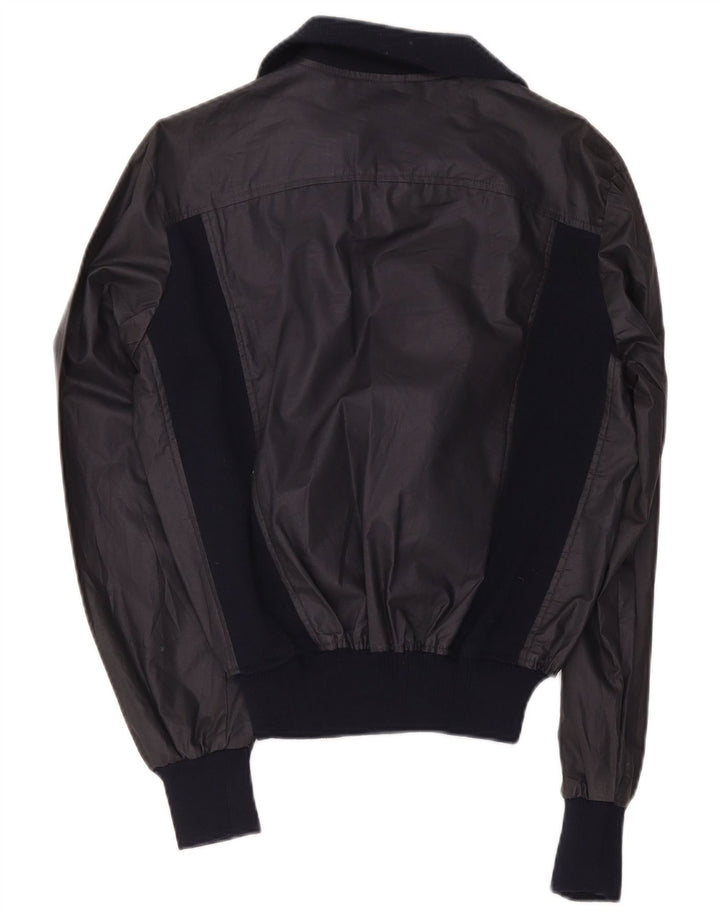 Veste Bomber Femme Vintage IT 48 XL Bleu Marine Colourblock Polyester