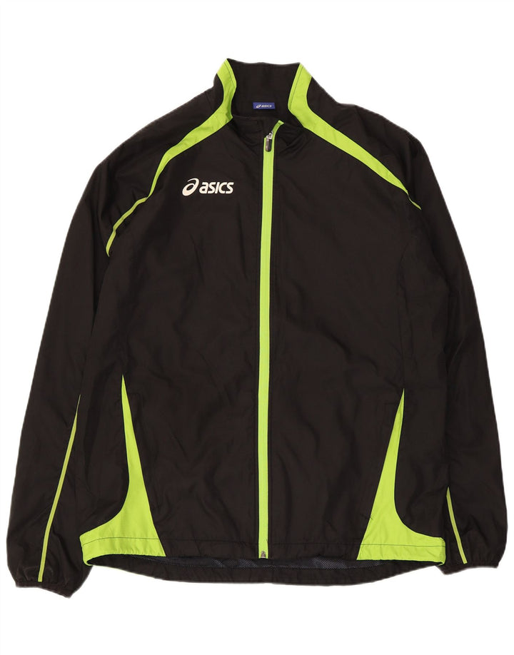 Asics Veste de survêtement pour homme Large Noir Colorblock Polyester