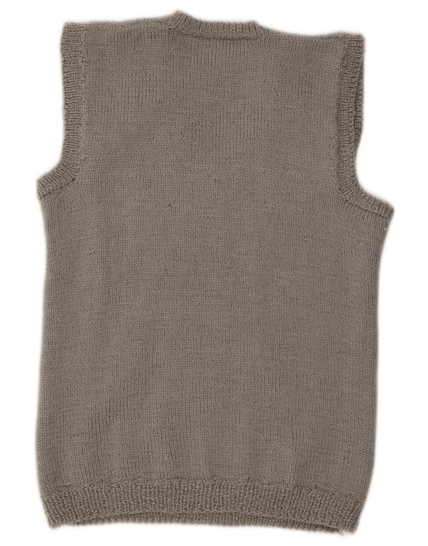 vintage Womens Vest Débardeur UK 14 Gris Moyen