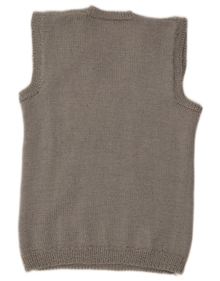 vintage Womens Vest Débardeur UK 14 Gris Moyen