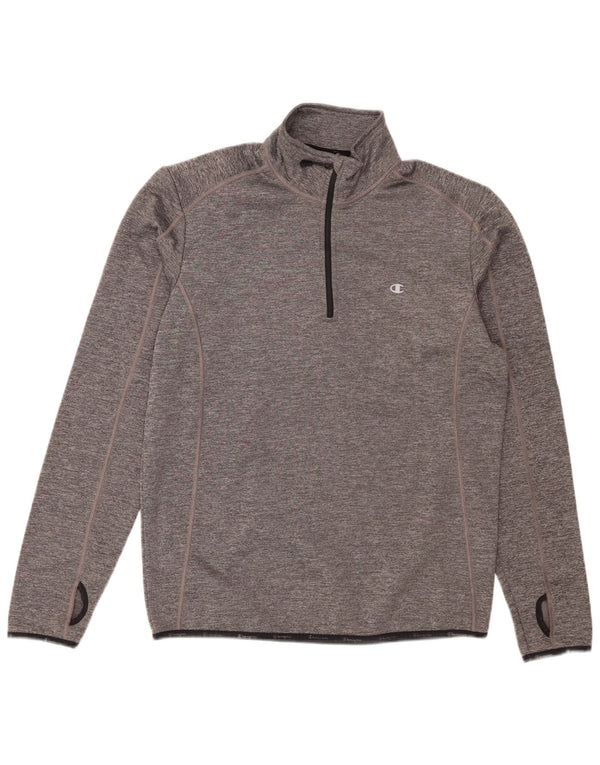 Champion Sweat-shirt à col zippé pour homme, en polyester moucheté, grand gris