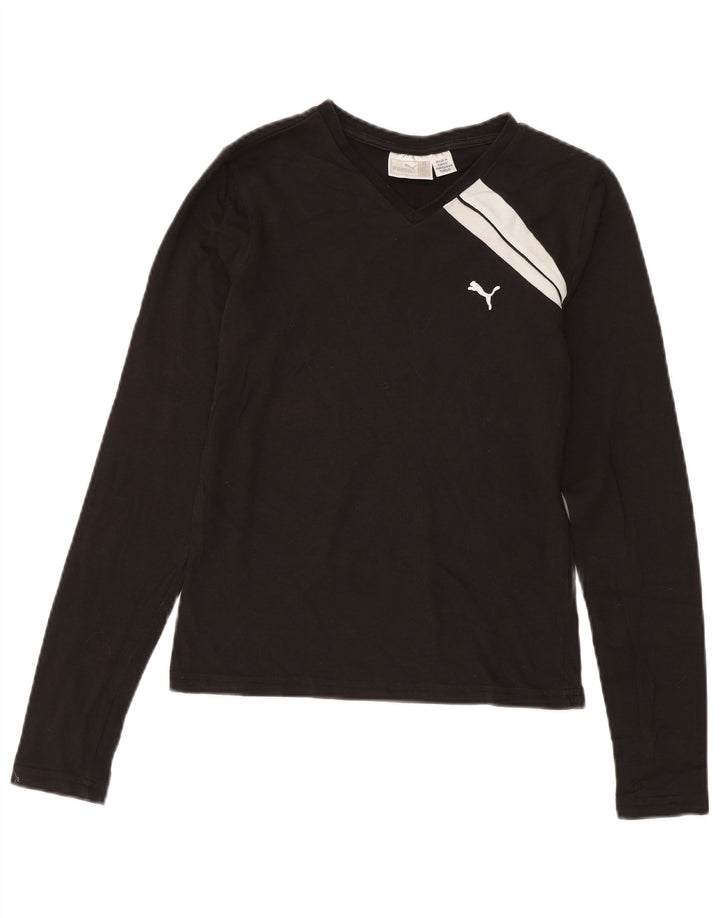 PUMA Womens Crop Top Long Sleeve UK 12 Medium Black