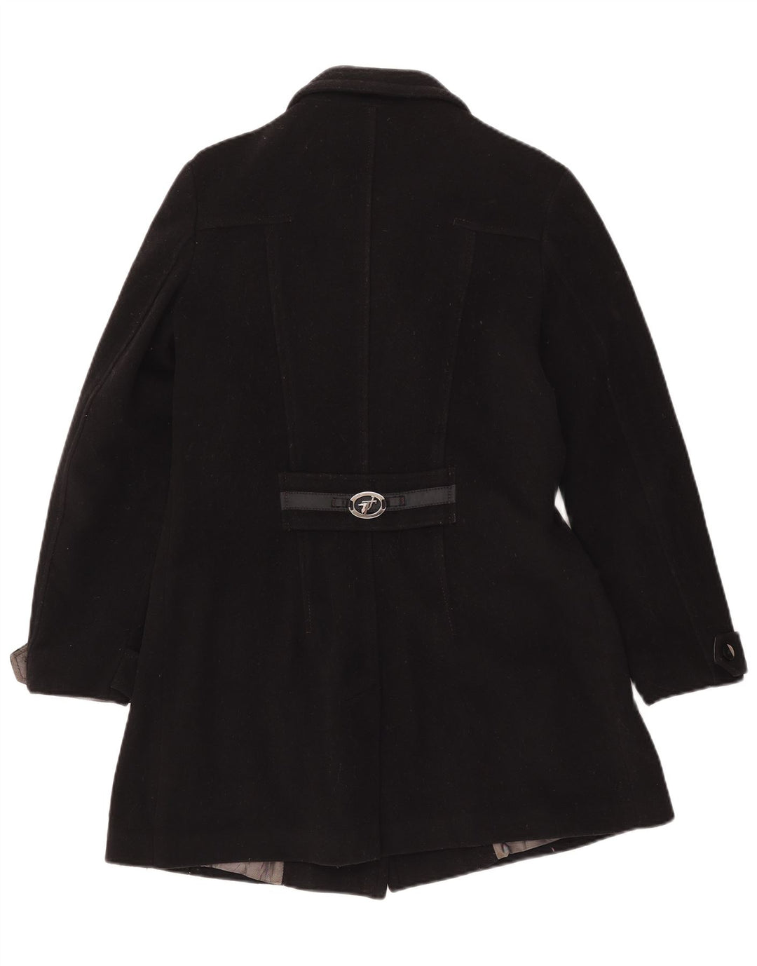 Trussardi Jeans Manteau Croisé Femme IT 44 Laine Noir Moyen