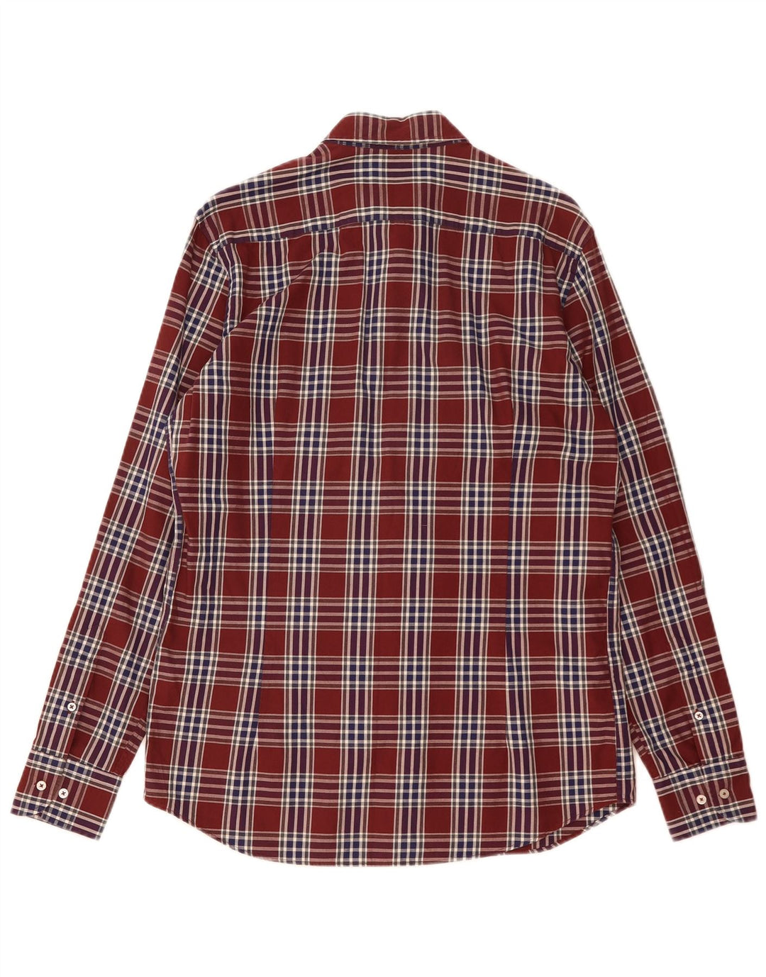 Massimo Dutti Chemise Homme Coton à Carreaux Bordeaux Moyen