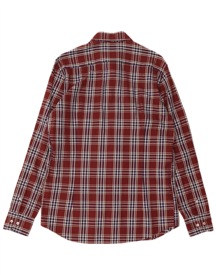 Massimo Dutti Chemise Homme Coton à Carreaux Bordeaux Moyen