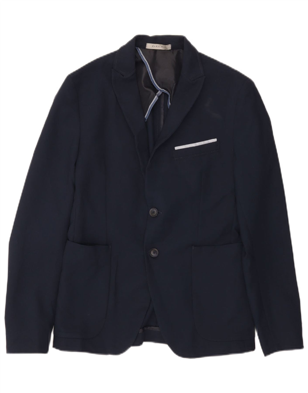 Zara Veste Blazer 2 Boutons Homme UK 36 Petit Bleu Marine Polyester