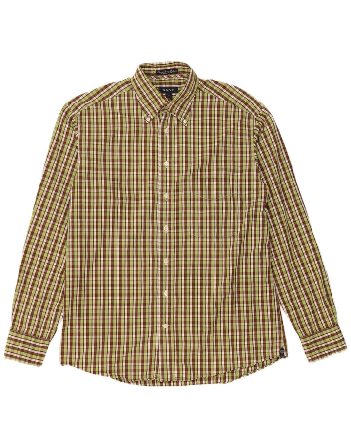 GANT Chemise Regular Fit en Flanelle Homme Vert Moyen à Carreaux en Coton