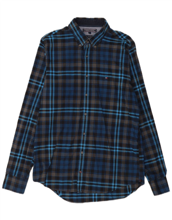 TOMMY HILFIGER Chemise Slim Fit Homme Grand Carreau Bleu Marine Coton