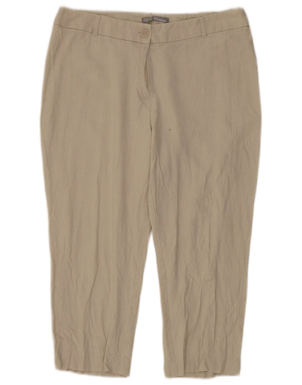 Marks & Spencer Pantalon capri droit pour femme UK 12 Medium W30 L20 Beige