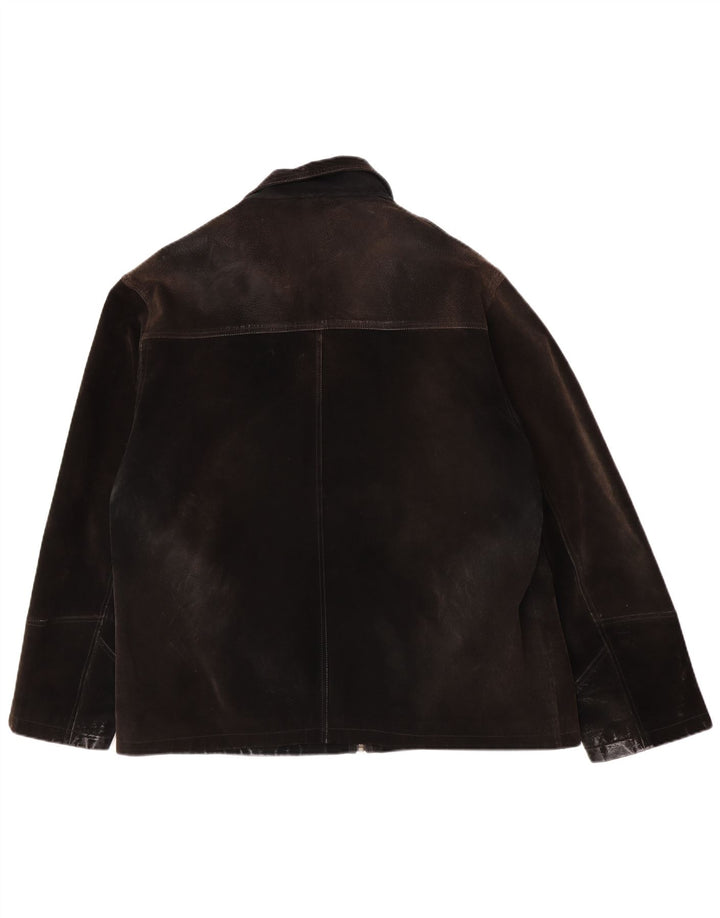 veste en daim homme vintage UK 42 XL cuir marron