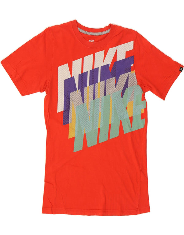 NIKE Mens Slim Fit Graphic T-Shirt Top UK 34/36 Small Red Cotton