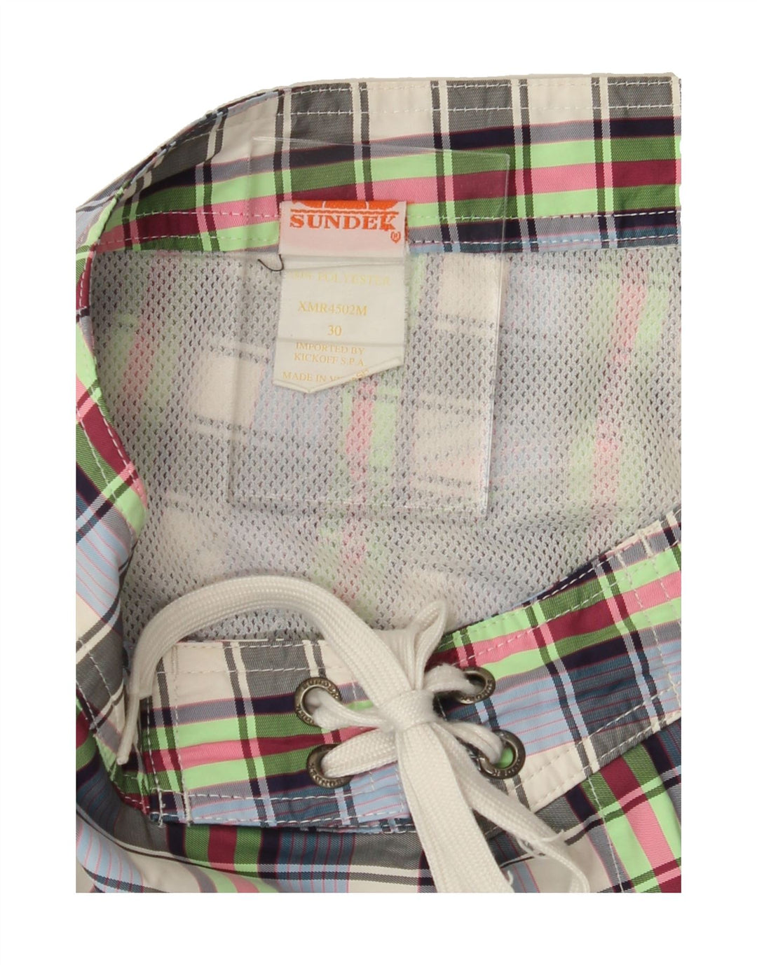 SUNDEK Mens Swimming Shorts Medium  Blue Check Polyester Vintage Sundek and Second-Hand Sundek from Messina Hembry 