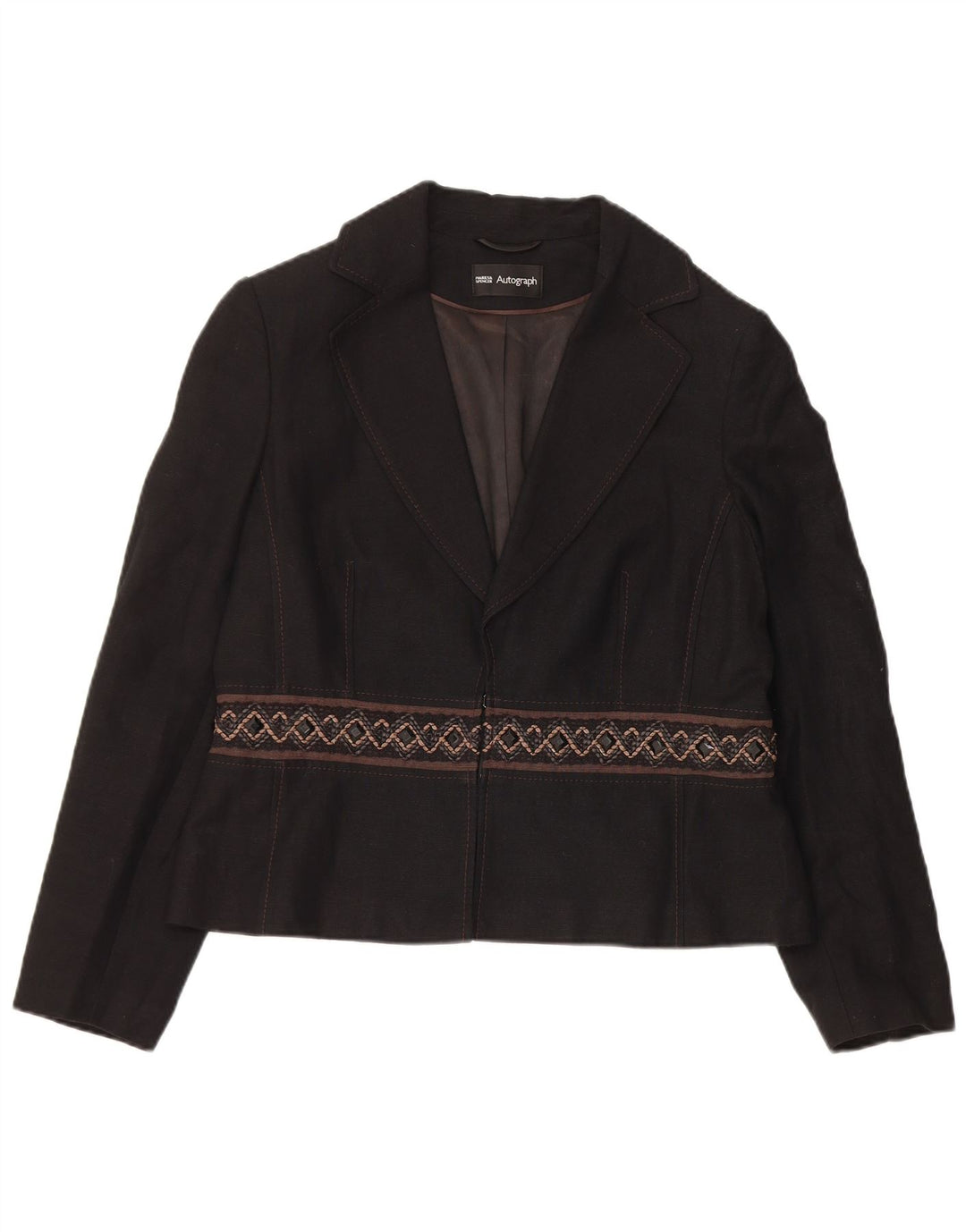 Marks & Spencer Veste blazer autographe pour femme UK 16 Grand lin noir