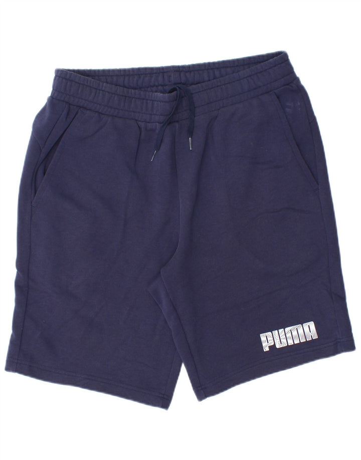 Puma Short de sport graphique pour homme en coton bleu marine Taille L