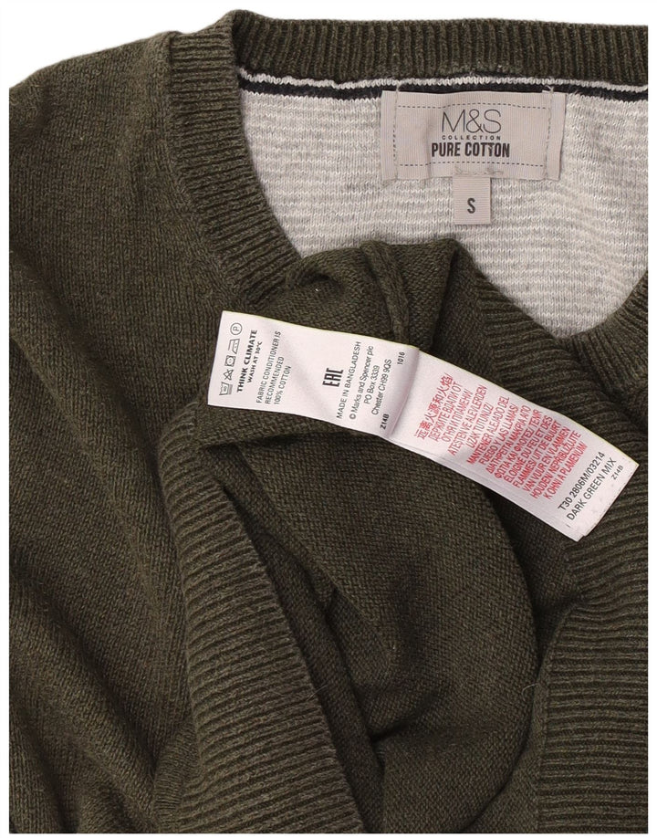 Marks & Spencer Pull à col rond pour homme Petit coton kaki