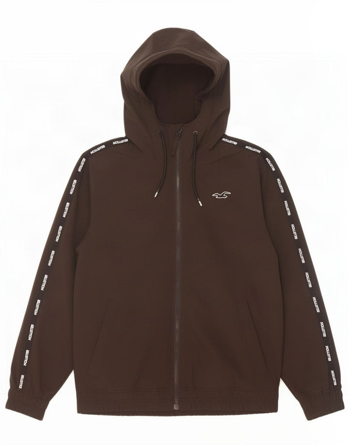 Hollister Veste bomber à capuche graphique pour hommes UK 36 Small Noir Polyester