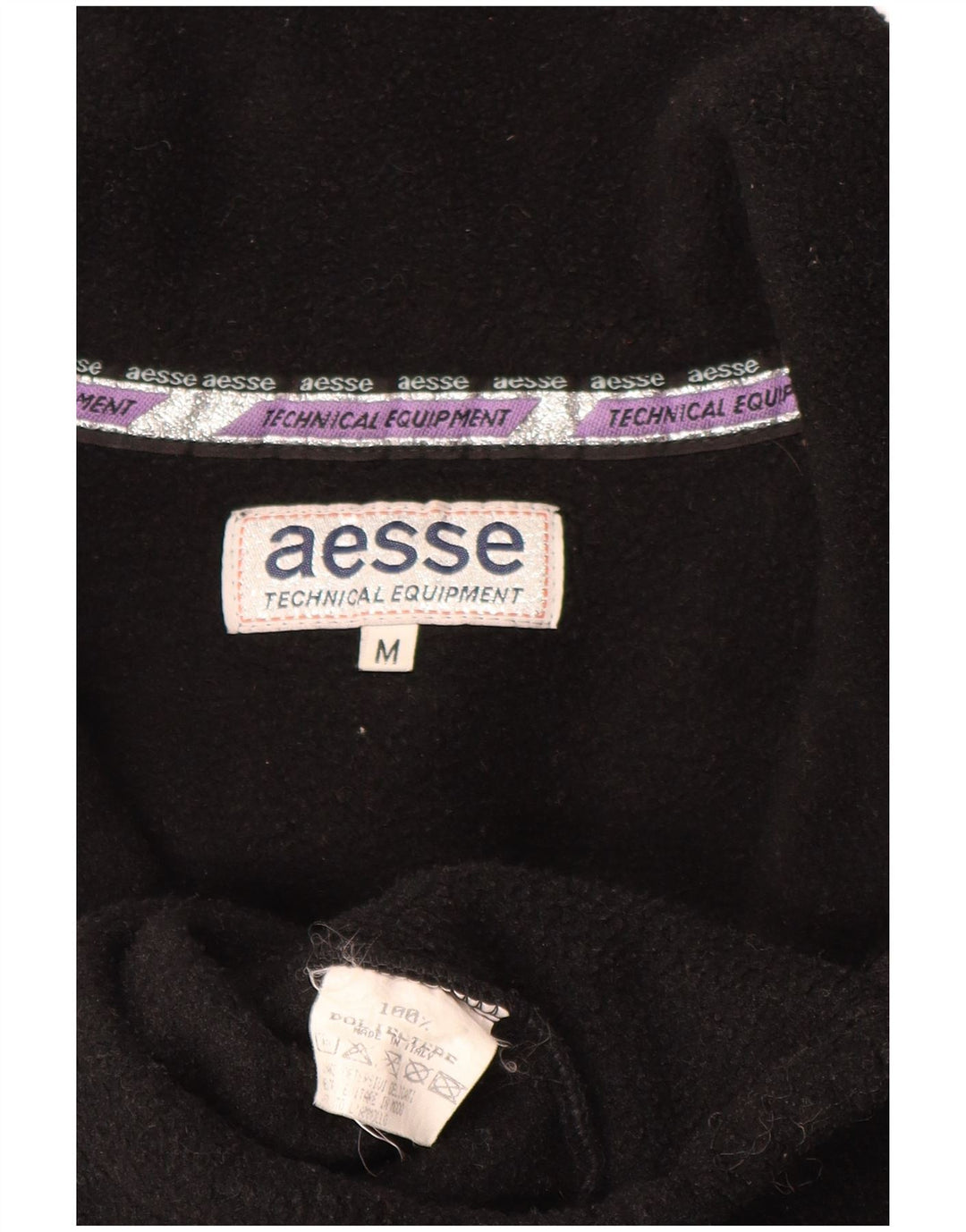 Aesse Pull polaire à col zippé pour homme, polyester noir moyen