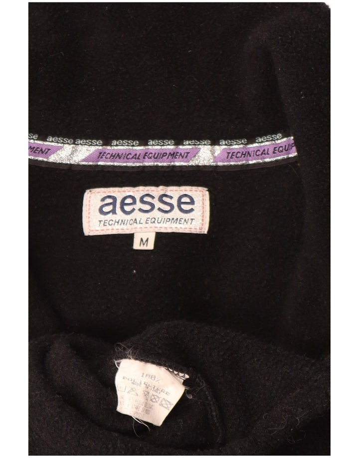 Aesse Pull polaire à col zippé pour homme, polyester noir moyen