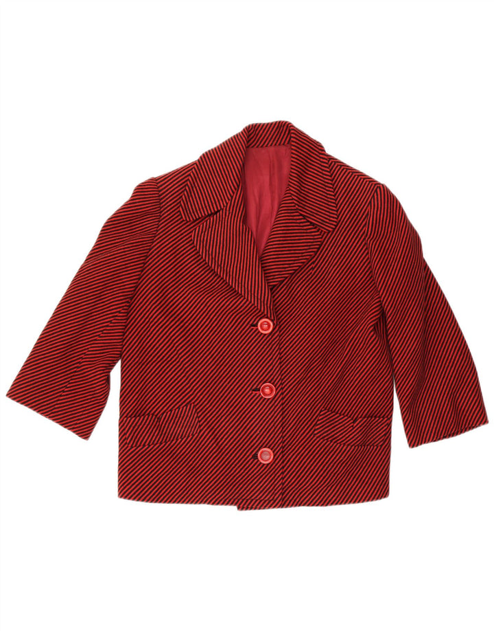 vintage Femmes 3 Bouton Blazer Veste UK 18 XL Rouge Pinstripe