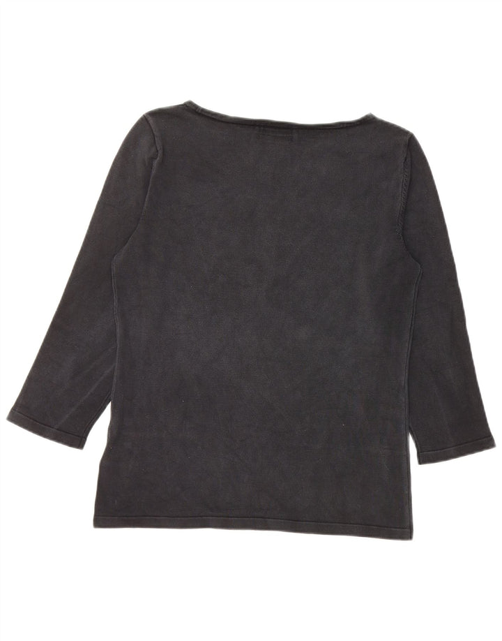 RALPH LAUREN Chemisier à manches 3/4 pour femme UK 10 Petite soie noire