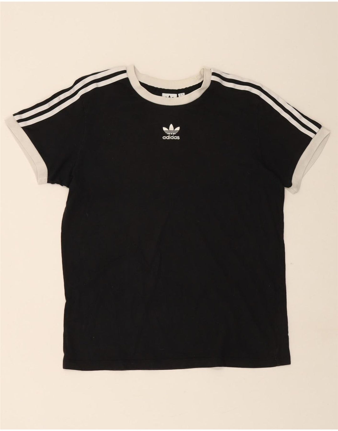 ADIDAS T-shirt pour femme UK 12 en coton noir moyen