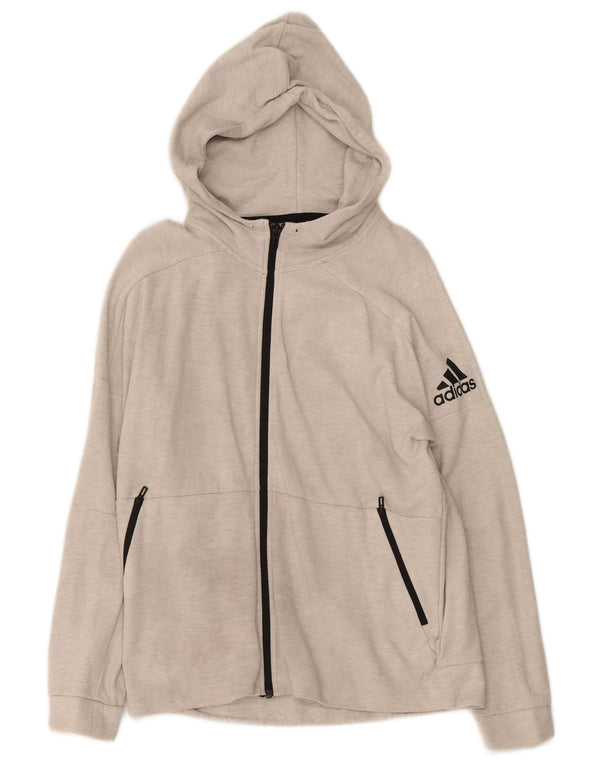 Adidas Pull à capuche zippé pour femme UK 16/18 Grand coton moucheté gris