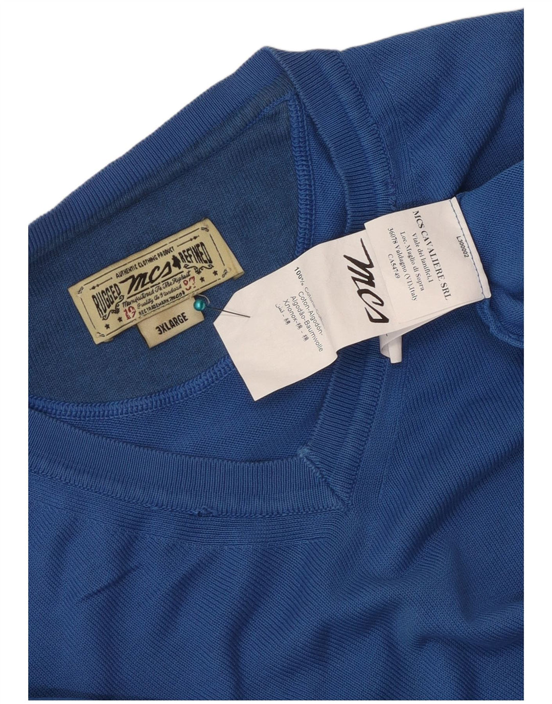 Marlboro Classics Pull col V pour homme 3XL Bleu Coton