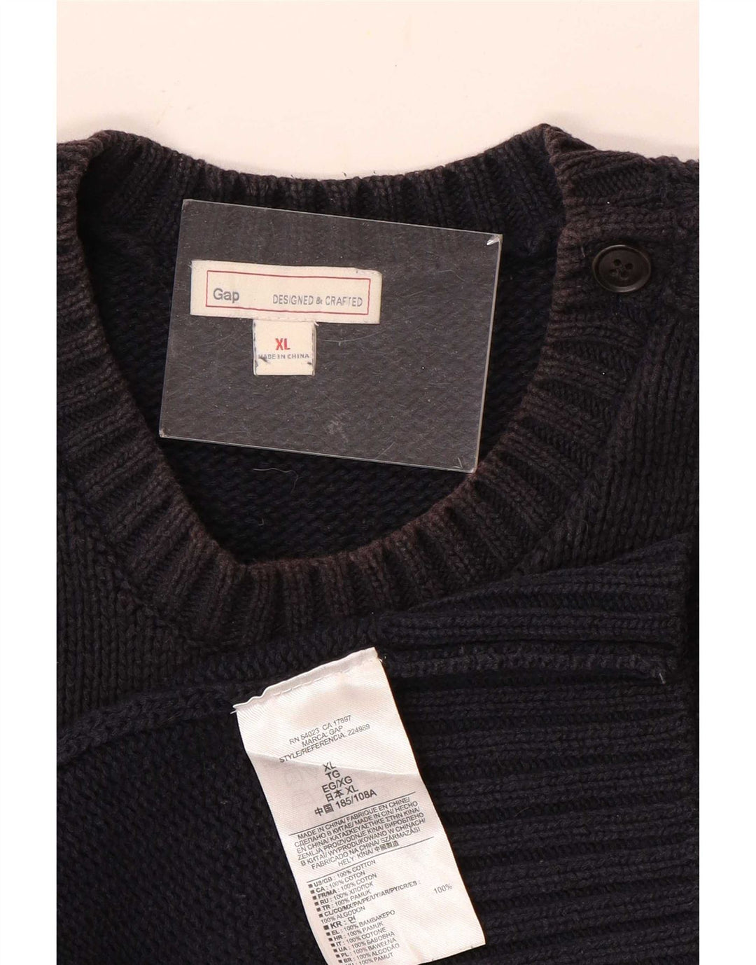 Gap Pull Col Rond Homme XL Bleu Marine Coton
