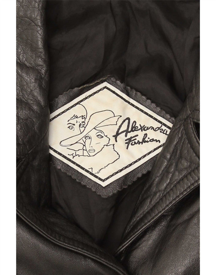 manteau en cuir femme vintage UK 12 Noir Moyen