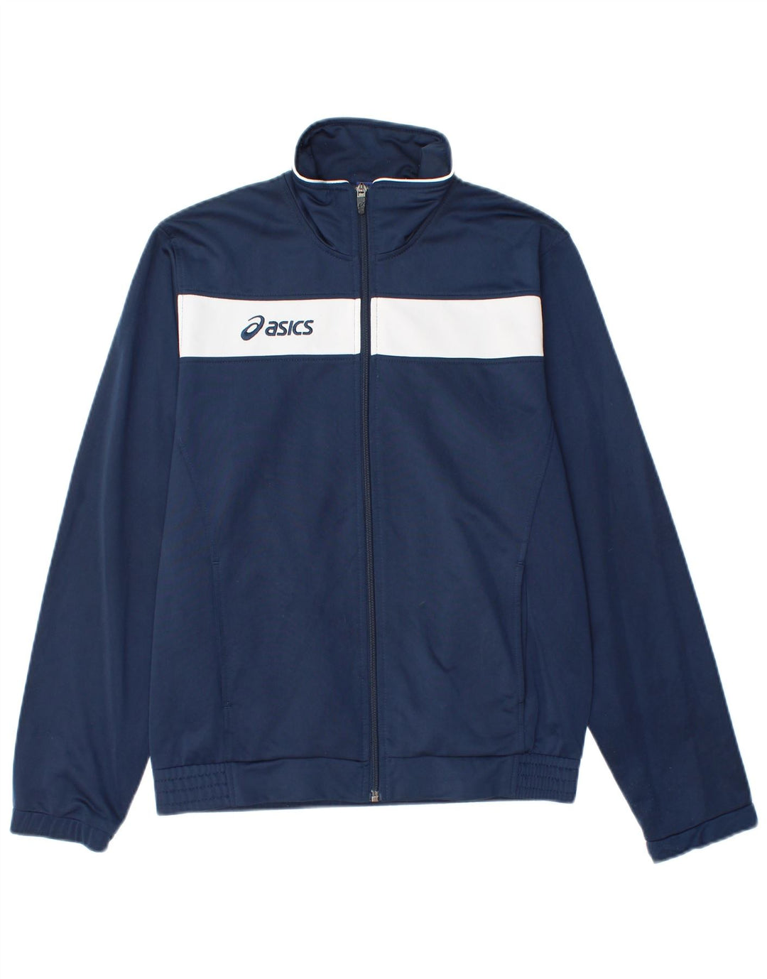Asics Veste de survêtement pour homme Petit Bleu Marine Colorblock Polyester