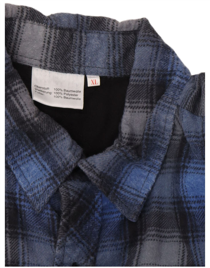 VINTAGE Chemise en flanelle pour hommes XL Coton à carreaux bleus