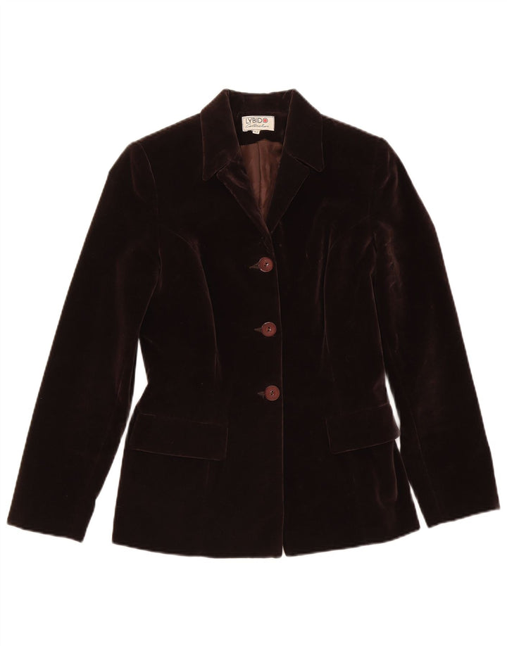 Lybido Veste blazer en velours à 3 boutons pour femme IT 42 en coton marron moyen