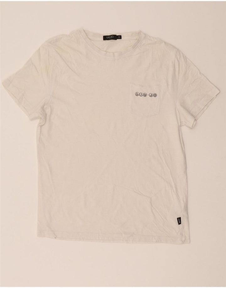 LIU JO Mens T-Shirt Top Small White Cotton Vintage Liu Jo and Second-Hand Liu Jo from Messina Hembry 