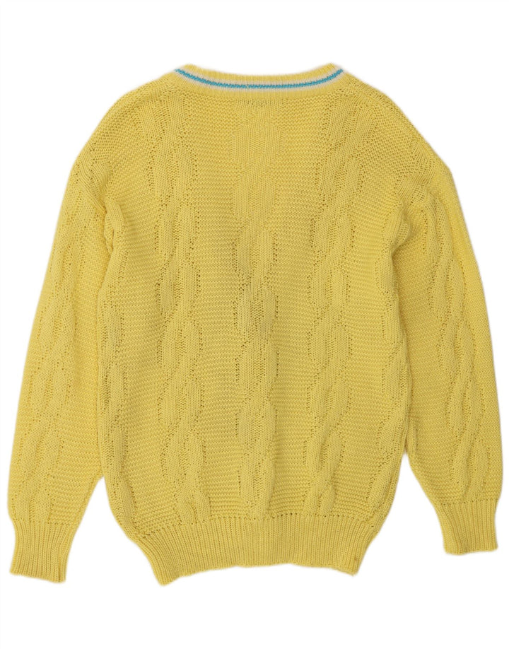 Pull Cardigan Vintage Homme Jaune Moyen