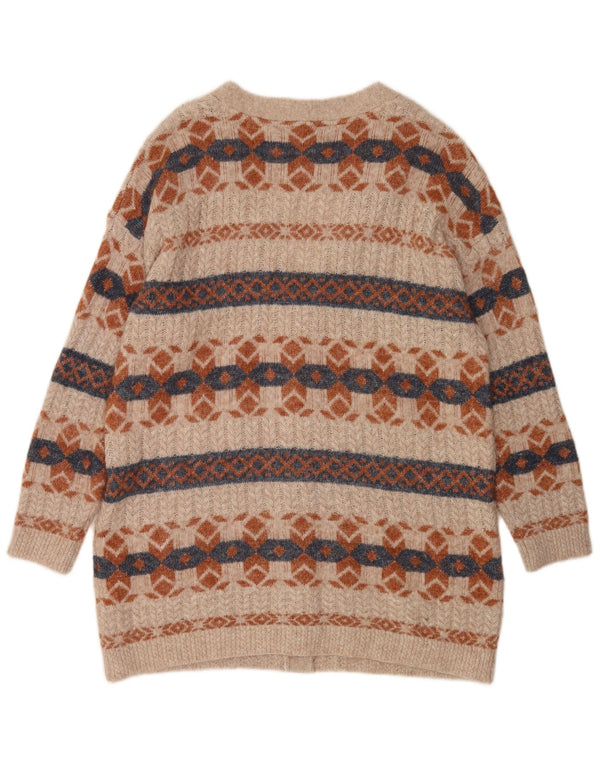Fat Face Cardigan Long pour Femme UK 16 Grand Nylon Géométrique Beige