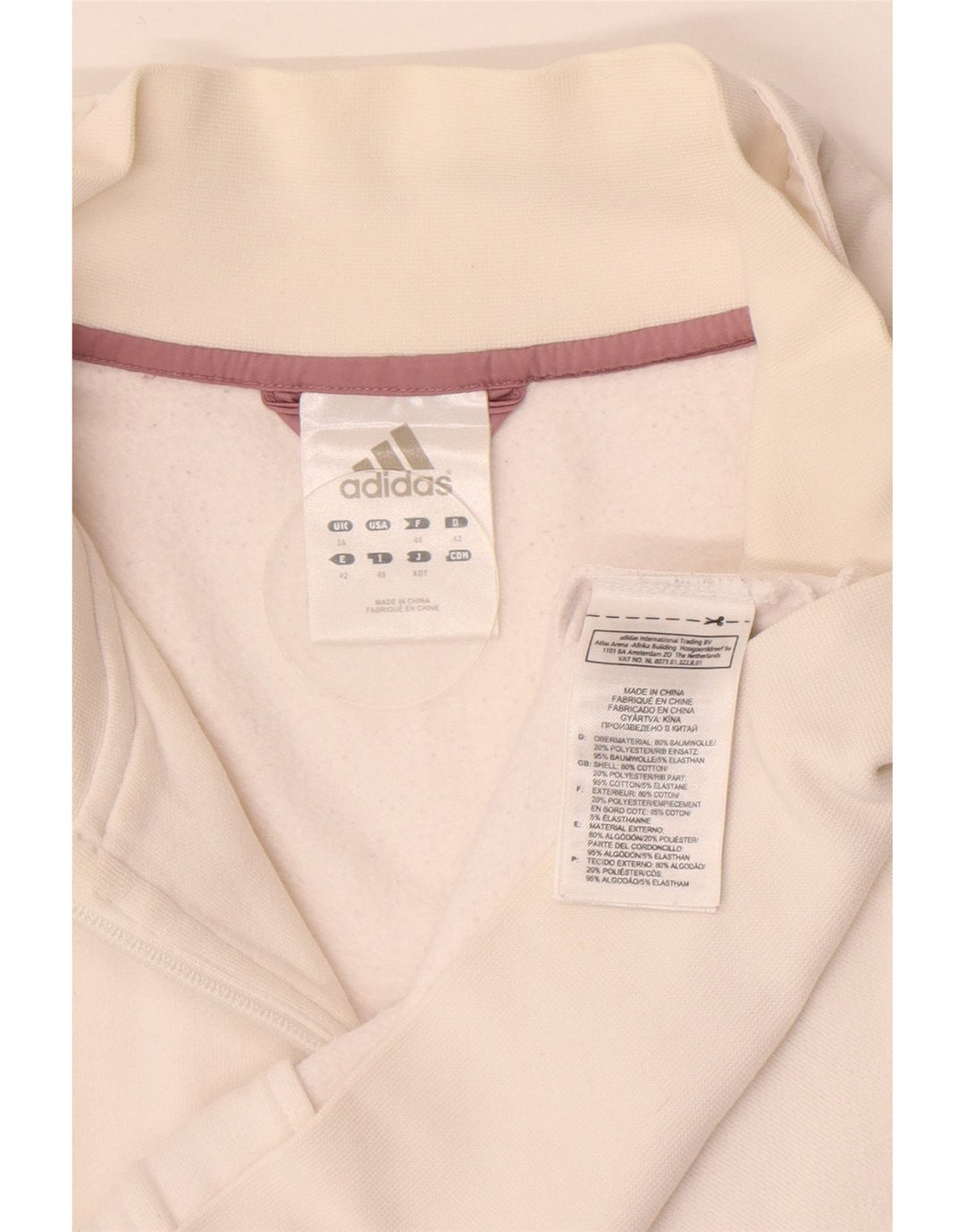 Adidas Veste de survêtement pour femme UK 16 Grand coton blanc