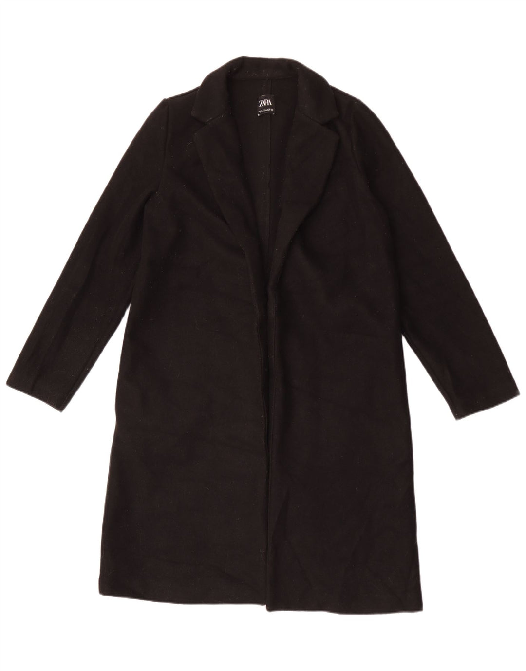 Zara Womens Open Overcoat UK 14 Medium Noir Polyester