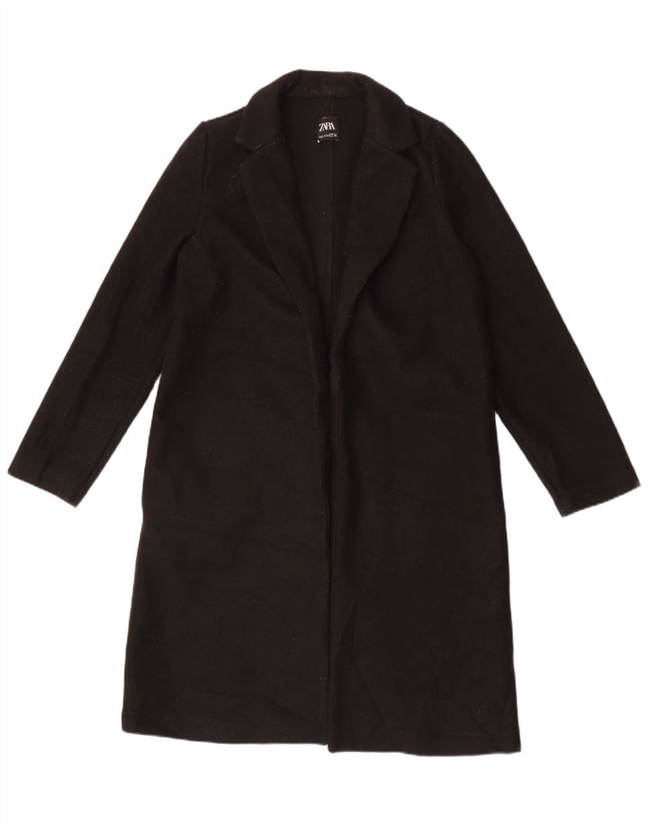 Zara Womens Open Overcoat UK 14 Medium Noir Polyester