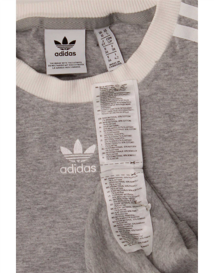 Adidas Haut à manches longues pour femme UK 10 Petit Gris Coton