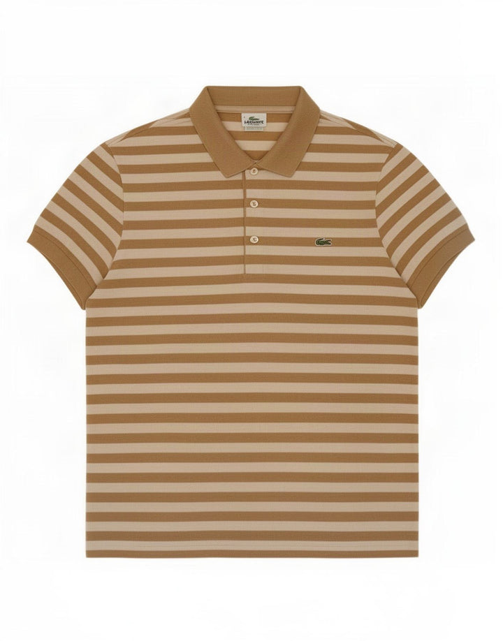 Lacoste Polo Homme Taille 4 Coton Rayé Marron Moyen