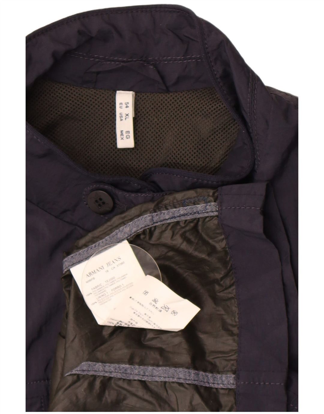 Armani Jeans Veste utilitaire pour homme UK 42 XL Bleu marine Polyamide
