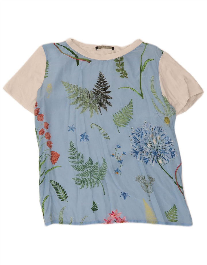 Max Mara T-shirt week-end pour femme UK 12 Bleu moyen floral