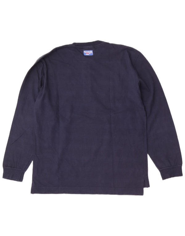Reebok Haut à manches longues pour homme en coton bleu marine Small