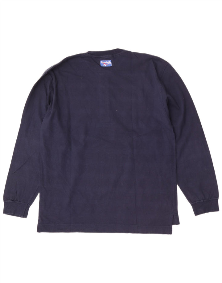 Reebok Haut à manches longues pour homme en coton bleu marine Small