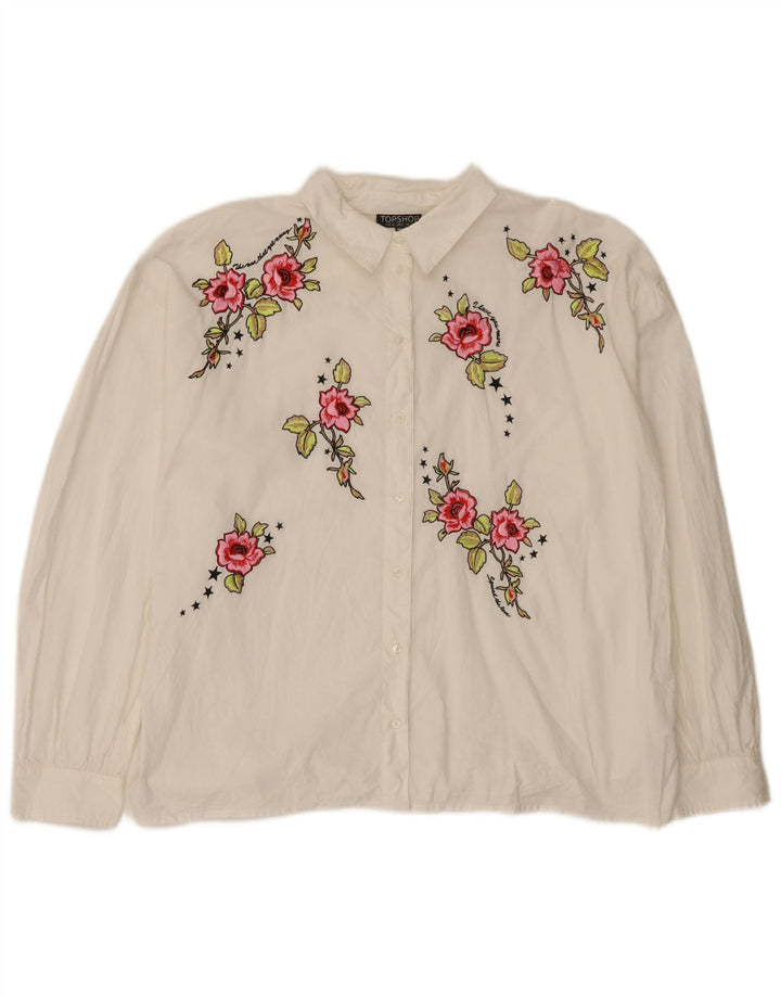 Topshop Chemisier graphique surdimensionné pour femme UK 12 Medium Blanc Floral