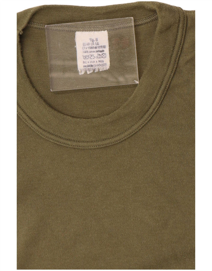vintage Homme T-Shirt Top Moyen Kaki Coton